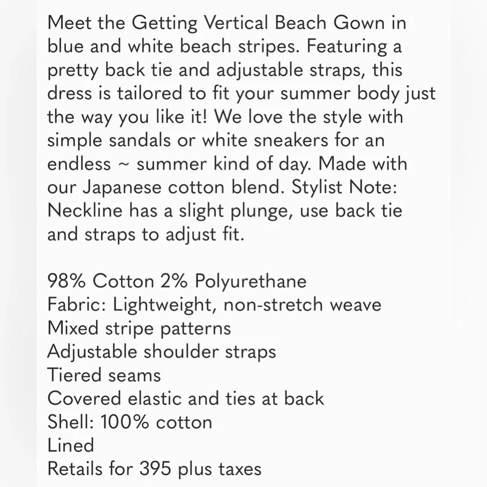 Le Superbe Getting Vertical Blue Striped Beach Dress. NWT Sz Medium Ret $395 - Picture 5 of 12